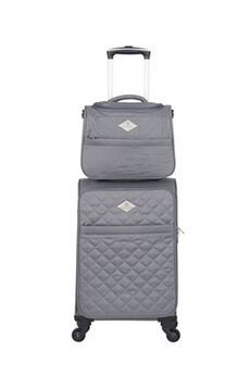 set de 2 valises lilas gris en polyester
