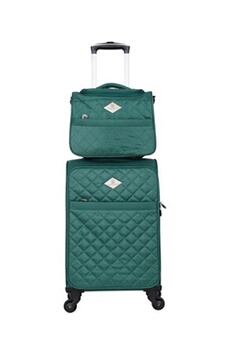 set de 2 valises lilas vert en polyester