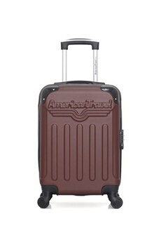 valise american travel - valise cabine abs harlem-e 4 roues 50 cm - marron fonce rose