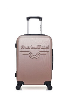 valise american travel - valise cabine abs chelsea 4 roues 55 cm - rose dore