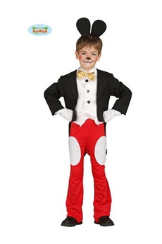 costume enfant souris mickey - rouge / noir - 3/4 ans