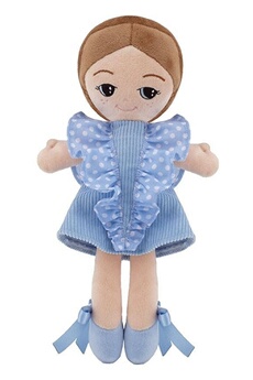 poupée en tissu avec robe bleue 24 cm