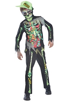 costume toxic zombiejunior noir/citron vert 8-10 ans 4 pièces