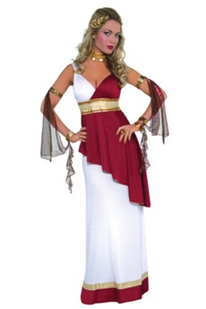costume impératrice dames polyester rouge/blanc 4-pièces