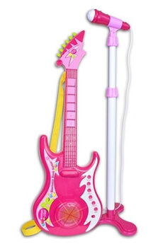 guitare rock électrique avec microphone 89 cm rose