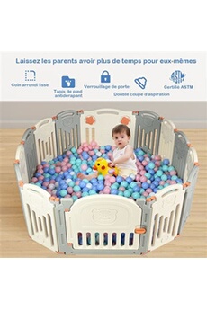 Parc Bébé Pliable avec Balles Colorées Pour Enfants, Blanc-Jaune: Jaune/  Perle