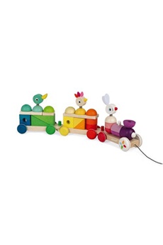 jouet en bois 2 en 1 janod train géant multicolor zigolos