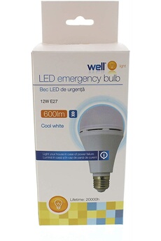 WELL Ampoule LED avec pile A68 E27 12 W 230 V Blanc froid