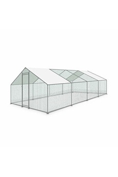 Enclos pour poulailler 6m² - Babette - Volière en acier galvanisé. bâche de  toit imperméable et anti UV. porte avec
