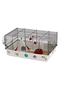 Cage pour Hamster Souris Petit Animaux Rongeur avec Tunnel Mangeoire Roue  Jouet 47 x 30 x 59 cm cm Bleu