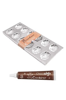 moule à madeleines en fer blanc 12 empreintes + 1 stylo chocolat
