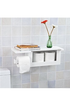 SoBuy BZR53-W Support Papier Toilette Armoire Toilettes Porte Brosse WC sur  Pied en Bois –Blanc