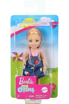 Barbie Club Chelsea - Poupée articulée avec jupe graphique et top couleur jean - 15cm - GHV65