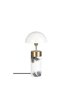 lampe à poser vente-unique lampe à poser champignon style art déco agaric - fer - h. 54 cm - blanc, doré et noir