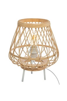 lampe trepied coloris beige en bambou - d. 27 x h. 31 cm --