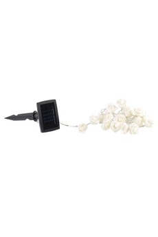 guirlande lumineuse solaire à led roses blanches - 2 m