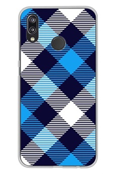 Coque en silicone imprimée compatible Huawei P20 Lite Tartan Bleu