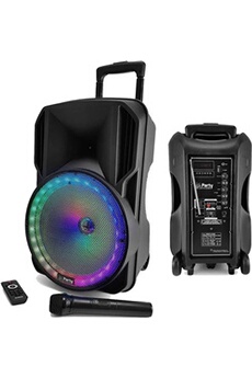 Pack Sono DJ PA 1000W 2 Enceintes Actives/Passives LEDs 12 FM/USB