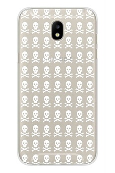 Coque en silicone imprimée compatible Samsung Galaxy J5 2017 Skull blanc