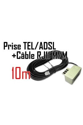 Câble Adsl/modem Plat Rj11 Téléphonique Mâle/mâle Blanc 10 Mètres
