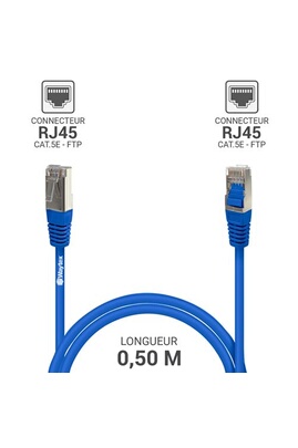 Câble Ethernet Réseau RJ45 Cat 5e FTP blindé 100MHz 32055 Longueur 0,5m Bleu