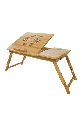 D,casa - Plateau pour lit en bambou, table avec pieds pliants, naturel, 50  x 30 x 22 cm - 44 x 27 x 22,5 cm