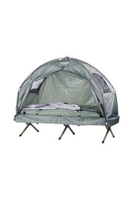 Tente surélevée 2 personnes avec lit de camp, matelas et sacs, Tentes /  Couchage