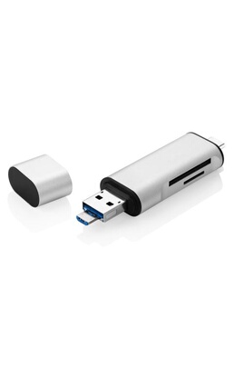 Lecteur carte mémoire CABLING ® USB 3 en 1 Lecteur de carte adaptateur pour  USB-C/USB-A 3,0/Port Micro USB avec fonction OTG Lecteur. (Usb-c-silver)