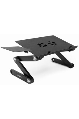 Support pour ordinateur Lavolta Support Table de Lit Pliable Inclinable  pour PC Ordinateur Portable Refroidisseur - 2x Ventilateurs - Noir
