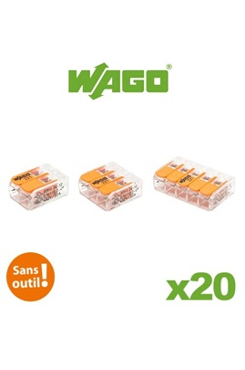 Connecteur Wago - Blister panaché de 20 bornes de connexion automatique 2,3  et 5 entrées S221