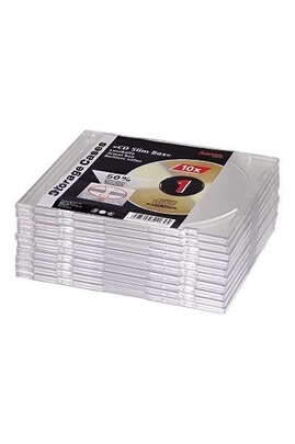  Boîtier plastique mince pour stockage CD - capacité : 1 CD - transparent  (pack de 10)