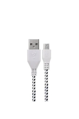 Connectique et chargeur console GENERIQUE Cable Tresse 1m pour Manette XBox  One Chargeur Connecteur Micro-USB Lacet Fil Nylon Universel (BLANC)