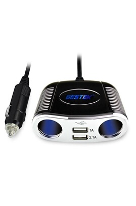 Accessoire téléphonie pour voiture Bestek Multiprise Chargeur Allume Cigare  avec Double USB Ports pour Voitures 12V 24V - LED