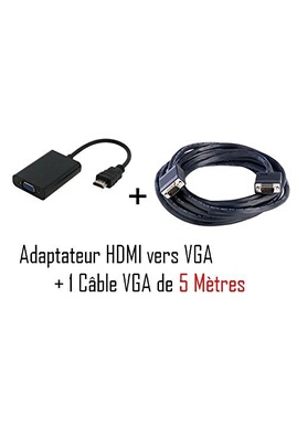 marque generique - Adaptateur Câble Convertisseur HDMI Femelle vers VGA  Mâle USB Mini-jack Audio - Câble HDMI - Rue du Commerce