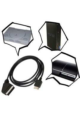 Câbles vidéo Ineck ® RGB péritel Câble USB pour Sony Playstation PS1 / PS2  / PS3 TV câble AV pour console européenne PAL