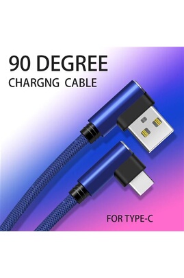 Chargeur pour téléphone mobile GENERIQUE Cable Fast Charge 90 degres Type C  pour HUAWEI P20 PRO Smartphone Android Connecteur Recharge Chargeur  Universel (BLEU)