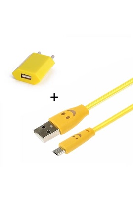 Chargeur pour téléphone mobile GENERIQUE Pack Chargeur pour ACER Iconia Tab  Smartphone Micro USB (Cable Smiley LED + Prise Secteur USB) Android  Connecteur (JAUNE)