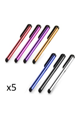 Stylets pour tablette GENERIQUE Stylet Fin Aluminium x5 pour Xiaomi Mi 5  Smartphone Tablette Ecrire Universel Lot de 5 (ROUGE)