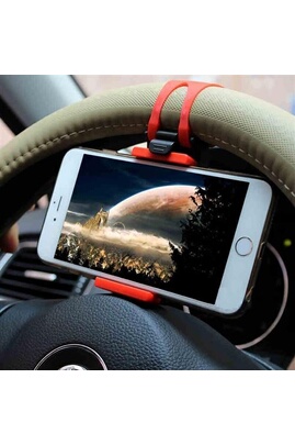 Accessoire téléphonie pour voiture GENERIQUE Support Voiture Volant pour  LeEco Le Max 2 Smartphone Reglable Universel 360 Rotatif Noir/Rouge