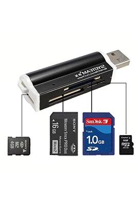 Lecteur carte mémoire Elegiant Multi-couleurs USB2.0 Lecteur de Carte Carte  Reader Mémoire Micro SD MMC SDHC TF noir