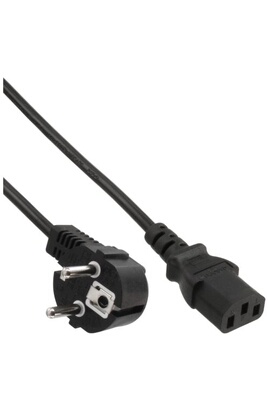 Chargeur et câble d'alimentation PC InLine Câble d'alimentation,®,  Schutzkontakt coudé sur 3 broches IEC C13, noir, H05VV-F, 3x0,75 mm², 0,3m
