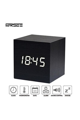 Réveil Non renseigné LED Réveil en Bois Réveil numérique en bois, Horloge  Digital Cube avec Activation Vocale