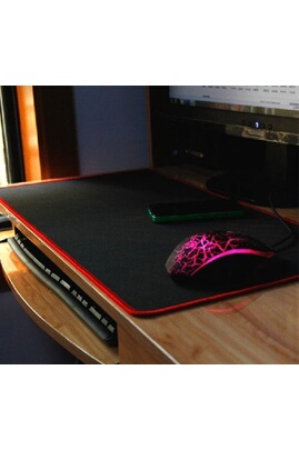 VSHOP® Tapis de Souris XXL ( 580x300x4mm ) Mouse pad Grand Tapis de Souris  Gamer avec Base en Caoutchouc Anti-glissant Surface Texturée pour  Ordinateur et Ordinateur Portable - Noir contour rouge 