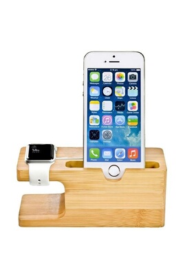 Support bureau en bois pour smartphone - Chargeur pour téléphone