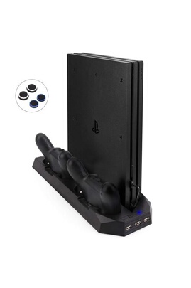 Manette GENERIQUE FlexDin mis à jour Socle PS4 Pro / PS4 Slim Vertical avec  Ventilateur de Refroidisseur, 2 Support Manette PS4 Station de Recharge pour  DualShock 4