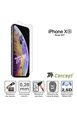 Protège écran sur mesure TM CONCEPT Verre trempé pour Apple iPhone