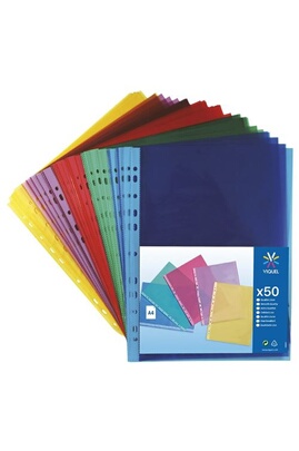 Pochette papier et sac cadeaux Viquel Pochette perforée A4 couleur Pochette  plastique couleur Polypropylène Transparent