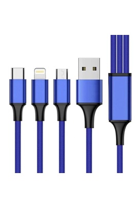 Câble 3 en 1 - Type C, Micro USB & Lightning vers USB, Noir – Konrow France
