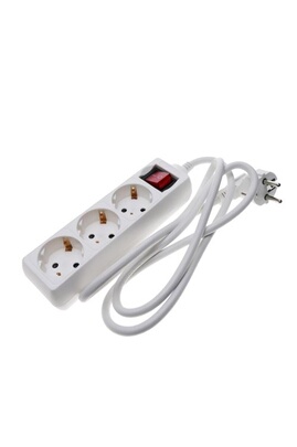 Prises, multiprises et accessoires électriques BeMatik Barrette  d'alimentation 3 schuko 16A 230V blanc avec interrupteur et câble de 1,5  m