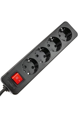 Prises, multiprises et accessoires électriques BeMatik Multiprise 4 prises  16A 230V noir avec interrupteur et 1.5m câble